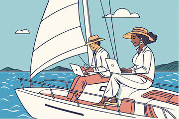 Obraz premium man on a yacht