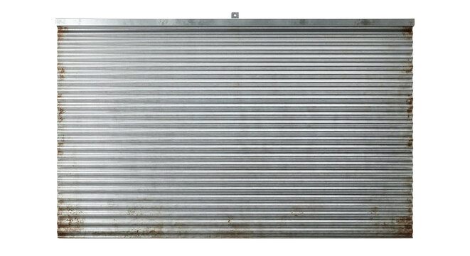 Industrial corrugated metal sheet on transparent background