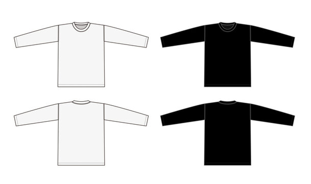 Long sleeve t-shirt template  vector illustration (front and back)