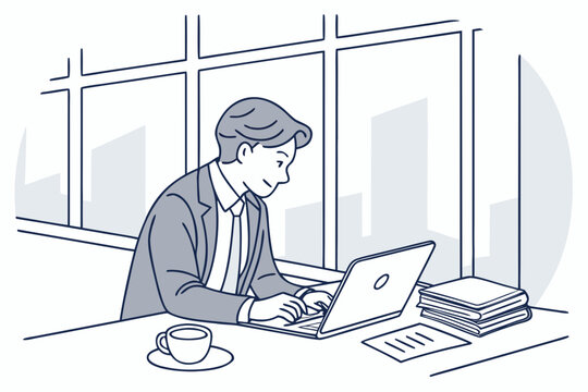 businessman working on laptop