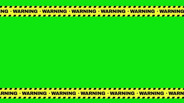 Warning Tape Border Animation on Green Screen Danger Caution Frame Motion Graphic Overlay for Safety Concept
