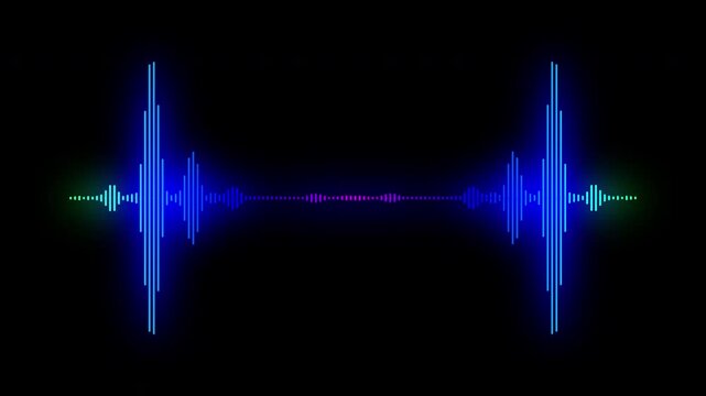 abstract music sound wave or audio wavefrom isolated on black  background.Line digital minimalist voice and symbol technology.