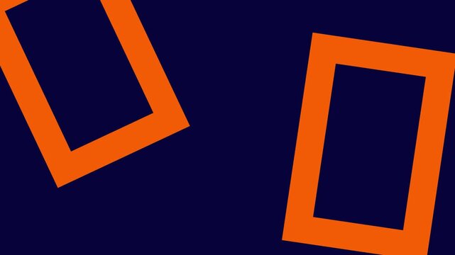 Modern geometric composition of orange angular shapes against a dark blue background