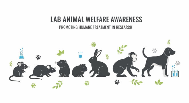 Lab animal welfare awareness promoting humane treatment in research facilities with various species