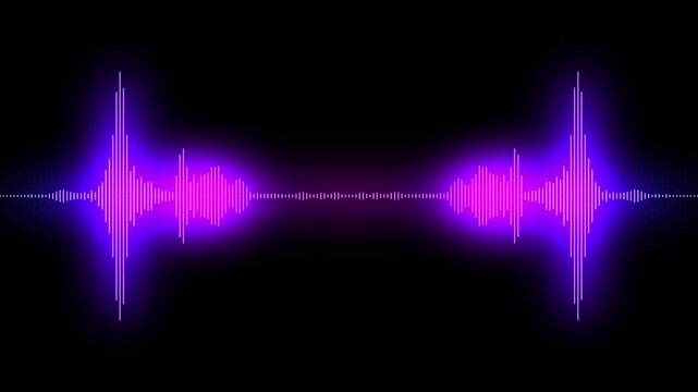 abstract music sound wave or audio wavefrom isolated on black  background.Line digital minimalist voice and symbol technology.