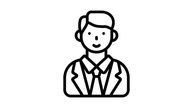 An editable outline style icon animation showing school principal