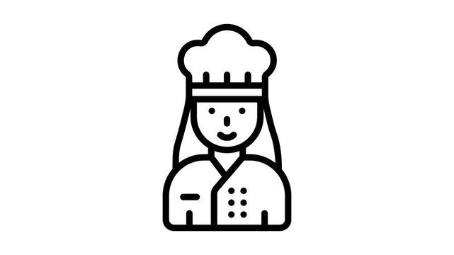 Check out our premium line icon animation of female chef avatar