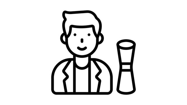 Get this amazing line style icon animation of architect with scroll