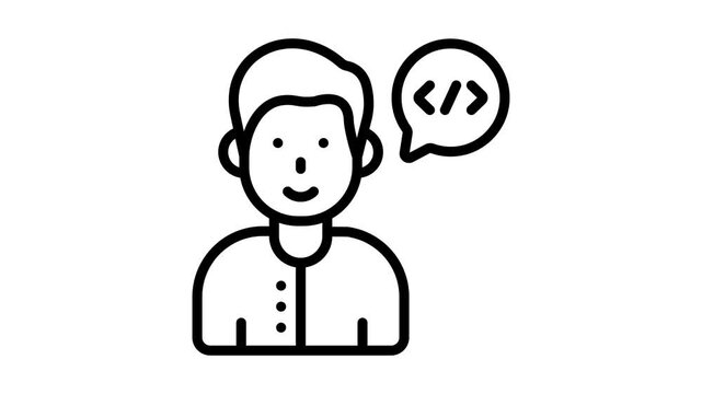 A well crafted line style icon animation of programmer avatar