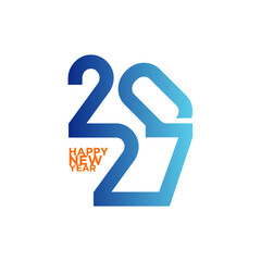 2027 happy new year template design with blue colour.