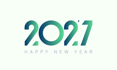 2027 happy new year template design on white background.