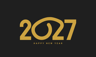 Golden 2027 happy new year template design on black background.