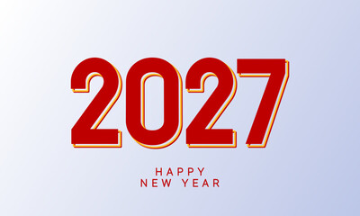 2027 happy new year template design with red numbers.