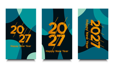 Set of 2027 Happy New Year Background Design.
