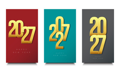 Set of Golden 2027 Happy New Year Background Design.