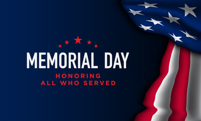 USA Memorial Day celebrate card with United States national flag.