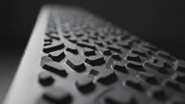 Video of Matte Rubber Texture \'96 Soft dark anti slip surface, industrial material background, black grip pattern detail, durable manufacturing concept for product design and branding.