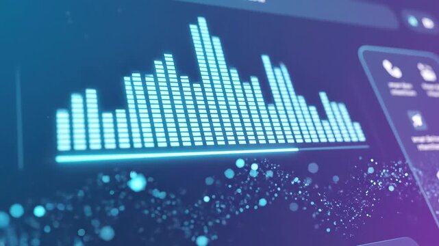 This video presents voice command visualization with reactive audio waveform and clean UI layout, smart device interaction theme and artificial intelligence communication concept for app and SaaS