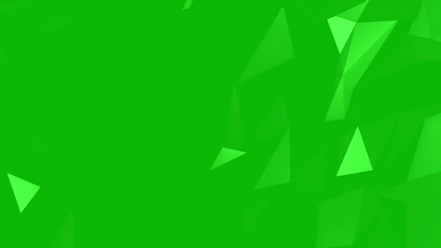 Abstract green low poly geometric background with floating triangles