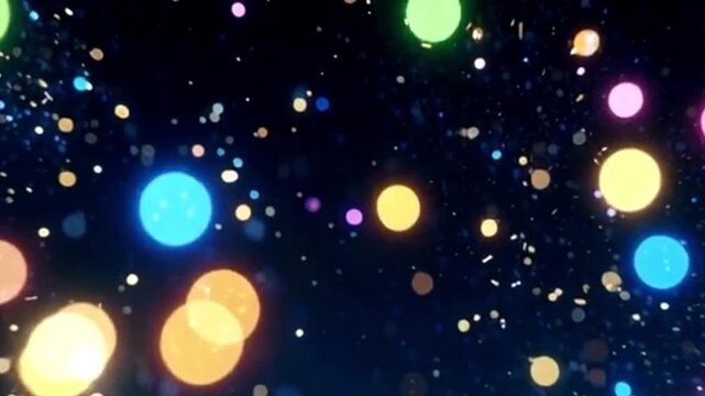 カラフルラグジュアリーな玉ボケがゆっくり落ちてくる背景動画