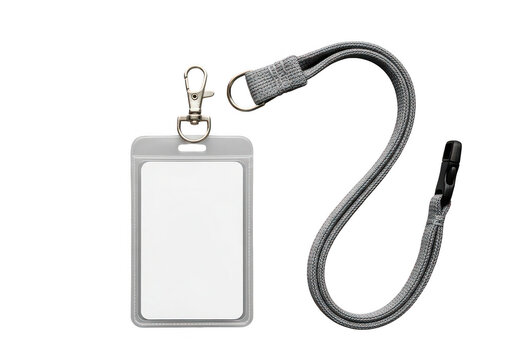 Blank id card with lanyard isolated on transparent background