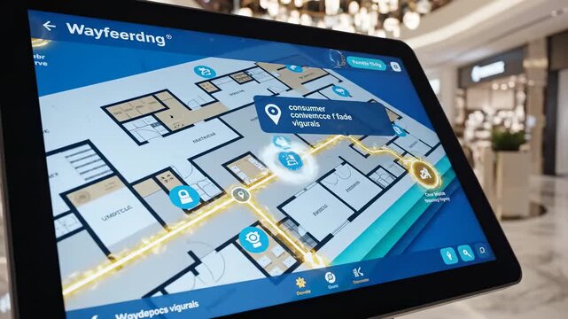 This video showcases Digital Wayfinding Display &ndash; Retail center map interface with smooth animation, supporting smart building technology storytelling and consumer convenience visuals.