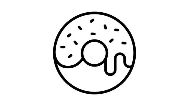 An editable linear style icon animation showing donut