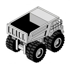 Isometric mining dump truck illustration for industry and transport. © Akuu