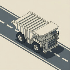 Isometric mining dump truck on a road. © Akuu