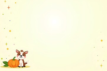 Fototapeta premium Cute Deer with Pumpkin Illustration for Autumn