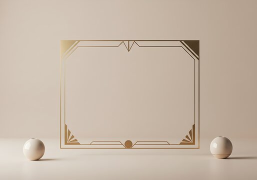 Golden Art Deco Frame: Elegant 3D Render