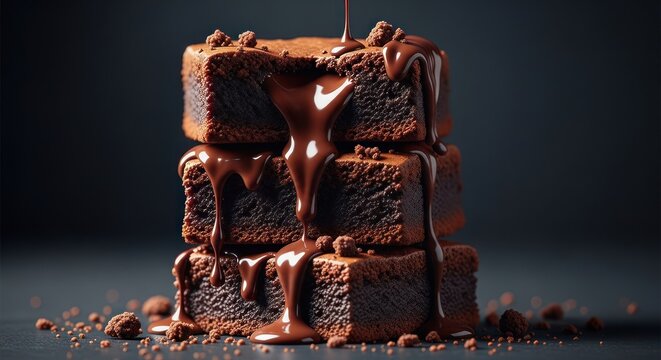 Stacked Chocolate Brownie Dessert.
