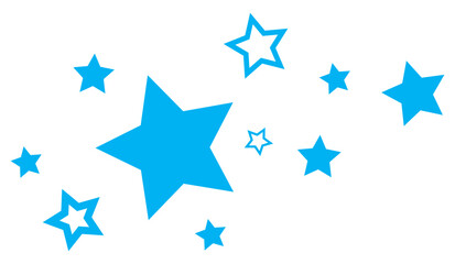 Fototapeta premium Blue stars confetti decoration. Abstract vector scattered isolated childish stardust for children party decoration