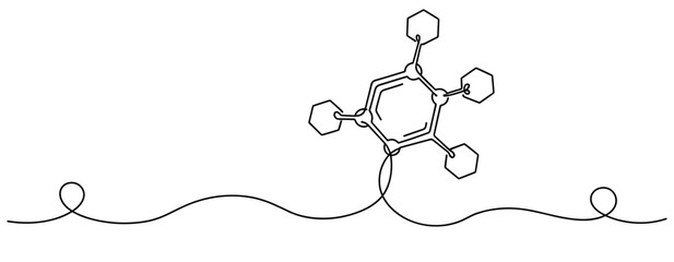 Fototapeta premium Molecular structure illustration connected by continuous line on white. no editable strokes