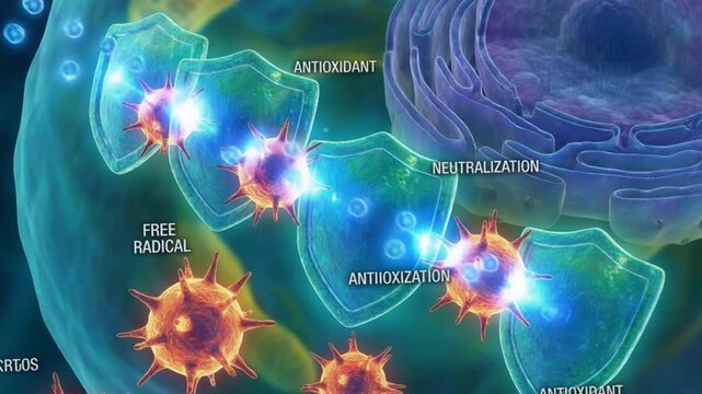 A cell is shown with a green background and a blue and yellow cell