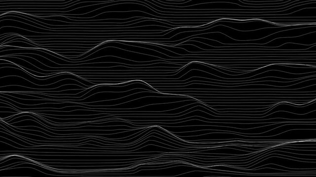 Smooth abstract black and white background with a dark textured leather surface and wavy silk fabric design for a high-quality material wallpaper