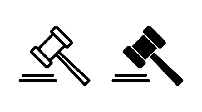 Gavel icon set vector. judge gavel sign and symbol. law icon. auction hammer
