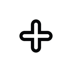 Obraz premium Black plus sign on white background simple black cross symbol addition symbol black and white
