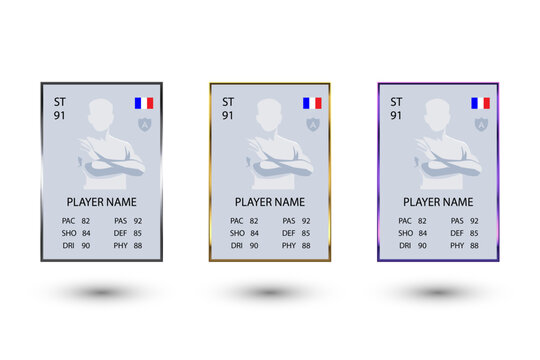 Football Player Card Template Set with Stats Striker Goalkeeper and Midfielder
