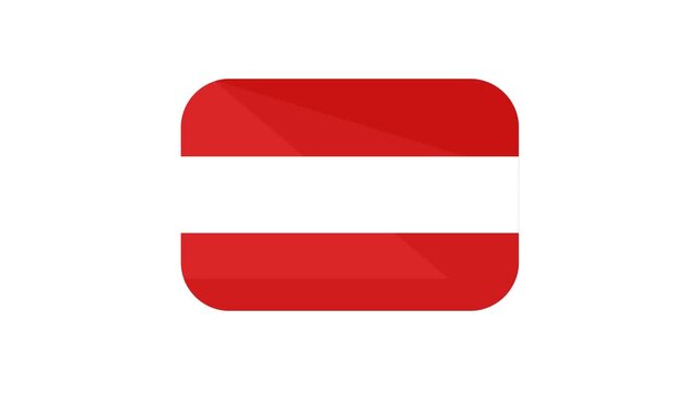 Animated austrian flag with rounded corners depicting national pride and symbolism on a white background