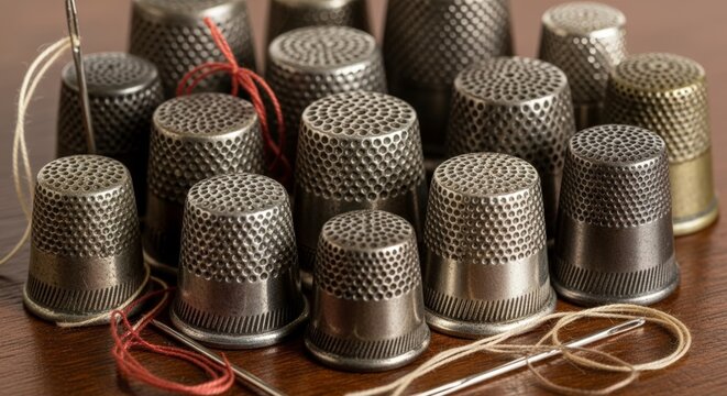 Thimbles for sewing with threads.