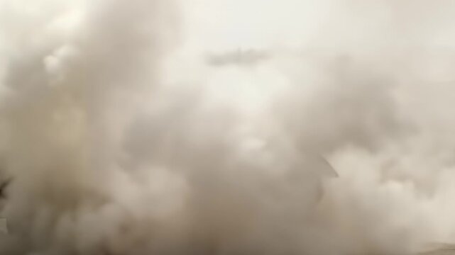 Main Battle Tank Firing Cannon with Muzzle Flash and Smoke Cloud
