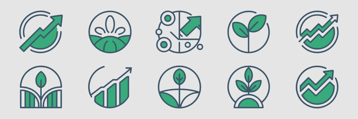 Obraz premium Business growth and opportunity icons – Perfect for financial reports, marketing strategies, or career development.