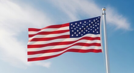 Fototapeta premium The american flag waving in the wind