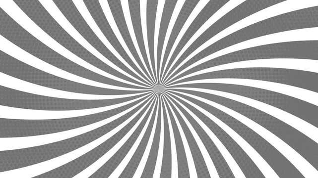 Abstract Pop Art Sunburst Animation with Seamless Rotating Motion. Colourfu Rotating Ray Background for Cartoon and Anime Style Motion. Vintage Retro Sunburst Background with Dynamic Comic Book Style 