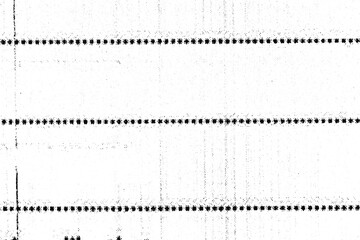 Obraz premium Distressed dotted line texture with ink marks and paper noise from scanned page defects. Analog macro paper texture isolated on transparent background.