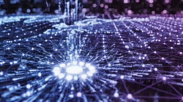 Digital Nexus: A mesmerizing depiction of a digital network pulsating with interconnected data streams, evoking the dynamism of modern technological innovation.