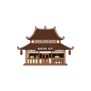 Warung Kopi Traditional Coffee Shop Vector vector illustration