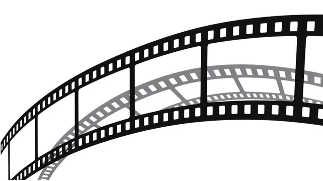 black and white film strip illustration on white background