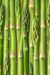 Fototapeta premium Fresh Green Asparagus Spears Arranged in Perfect Rows for a Seamless Vegetable Background Image